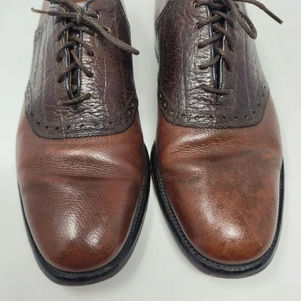 Allen Edmonds Shoes Men 9C Brown Wildebeest Leather Saddle Polo Dress USA Exotic